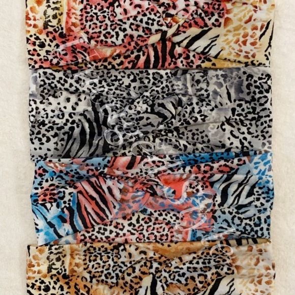 Pink/Yellow Leopard Print Elastic Headband - Small - Picture 3 of 4